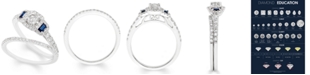 Macy's Certified Diamond (1 ct. t.w.) and Sapphire Bridal Set in 14k White Gold